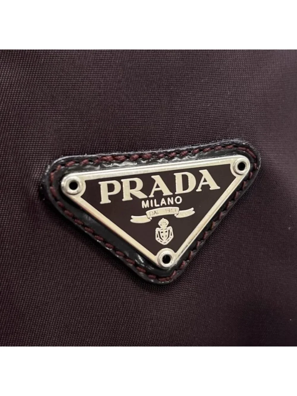 Prada Pouch Vera Triangle Logo Drawstring Nylon Burgundy Silver